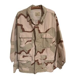 Military Coat Mens‎ Large Desert Camo Combat Army Shirt Jacket Ripstop Button Up